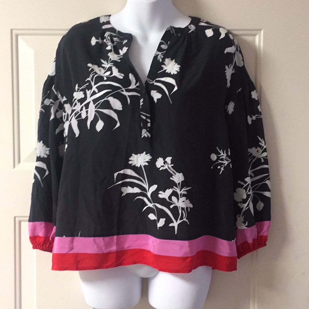 Joie Blouse eilga floral borde  silk size xs - Picture 2 of 6